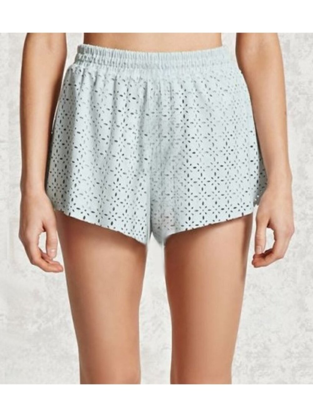 Laser Cut Faux Suede Shorts Powder Blue